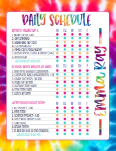 Daily Schedule Tie Dye: Daily Schedule Tie Dye