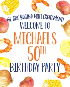 Shrimp Boil Frame Welcome Sign: Shrimp Boil Frame Birthday Invite