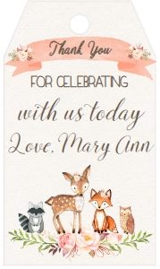 Baby Shower Woodland Pink Floral Favor Tag: Baby Shower Woodland Pink Floral 534714723