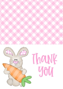 Birthday Easter Bunny Pink w Carrot Thank You: Birthday Easter Bunny Pink w Carrot