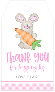 Birthday Easter Bunny Pink w Carrot Favor Tag: Birthday Easter Bunny Pink w Carrot