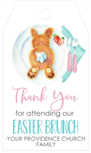 Easter Brunch Bunny Pancakes Favor Tag: Easter Brunch Bunny Pancakes