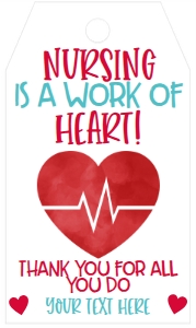 Nurse Appreciation Work of Heart Favor Tag aqua: Nurse Appreciation Work of Heart Favor Tag aqua