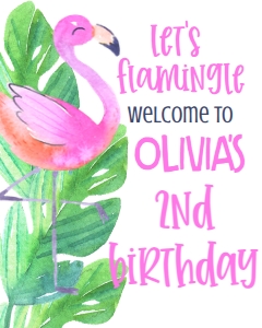 Birthday Flamingo birthday Welcome Sign 8x10: Birthday Flamingo birthday