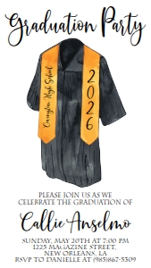 Graduation Party Gown Text Invite 2026: Graduation Party Gown