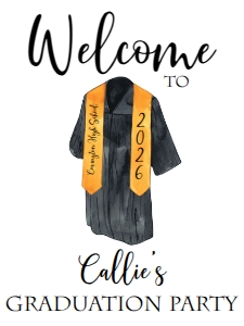 Graduation Party Gown Welcome Sign 18x24 2026: Graduation Party Gown