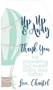 Baby Shower Hot Air Balloon Aqua Favor Tag: Baby Shower Hot Air Balloon Aqua Invite 522683140