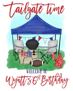 Birthday Football Tailgate Blue Red Welcome Sign 8x10: Birthday Football Tailgate Blue Red