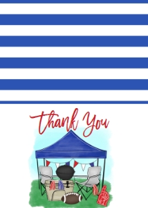 Birthday Football Tailgate Blue Red Thank You: Birthday Football Tailgate Blue Red