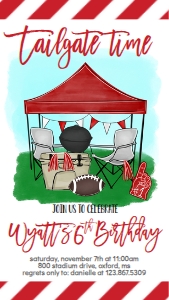 Birthday Football Tailgate Red Text Invite: Birthday Football Tailgate Red