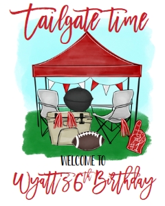 Birthday Football Tailgate Red Welcome Sign 8x10: Birthday Football Tailgate Red