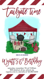 Birthday Football Tailgate Maroon Text Invite: Birthday Football Tailgate Maroon