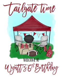 Birthday Football Tailgate Maroon Welcome Sign 8x10: Birthday Football Tailgate Maroon
