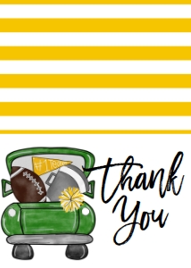Birthday Football Truck Green Gold Thank You: Birthday Football Truck Green Gold