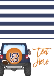 Birthday Football Jeep Navy Orange Food Tent Single Page: Birthday Football Jeep Navy Orange