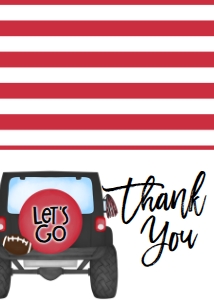 Birthday Football Jeep Black Red Thank You: Birthday Football Jeep Black Red