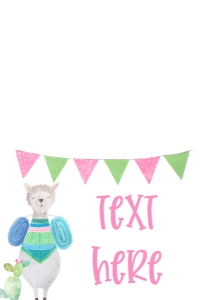 Birthday Llama Fun Pink Food Tent Single Page: Birthday Cactus Llama Fun