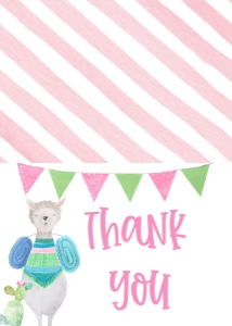 Birthday Llama Fun Pink Thank You: Birthday Llama Fun Pink