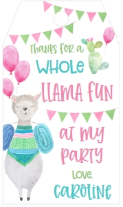 Birthday Cactus Llama Fun Favor Tag: Birthday Cactus Llama Fun