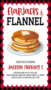Birthday Flapjack Flannel Text Invite: Birthday Flapjack Flannel