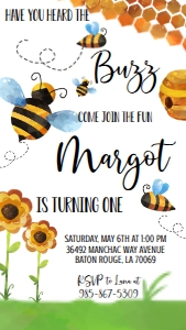 Birthday Bee Buzz Text Invite: Birthday Bee Buzz Invite
