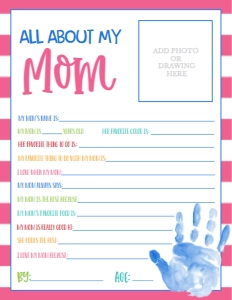 Mother's Day About My Mom Hand Print: Mother's Day About My Mom Hand Print