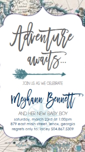 Baby Shower Adventure Map Grey Text Invite: Baby Shower Adventure Map Grey Invite 502649164
