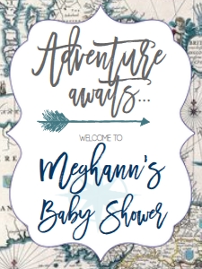 Baby Shower Adventure Map Grey Welcome Sign 18x24: Baby Shower Adventure Map Grey Invite 502649164