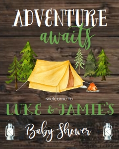 Baby Shower Adventure Camping Yellow Tent Welcome Sign 8x10: Baby Shower Adventure Camping Yellow Tent Invitation 638528417