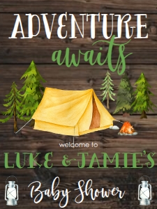 Baby Shower Adventure Camping Yellow Tent Welcome Sign 18x24: Baby Shower Adventure Camping Yellow Tent Invitation 638528417