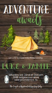 Baby Shower Adventure Camping Yellow Tent Text Invite: Baby Shower Adventure Camping Yellow Tent Invitation 638528417