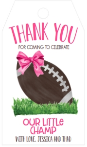 Baby Shower Football Girl Favor Tag: Baby Shower Football Girl