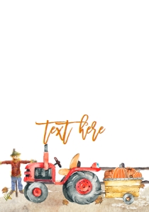 Birthday Red tractor 2 Food Tent Single Page: Fall Red Tractor Pumpkin Birthday