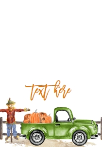 Birthday Pumpkin Truck Sage Green Food Tent Single Page: Birthday Pumpkin Truck Sage Green Invite