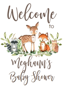 Baby Shower Woodland Greenery Welcome Sign 18x24: Baby Shower Woodland Animal Greenery Invitation 547481779