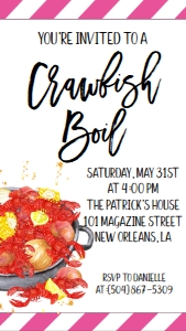 Crawfish Boil Platter Text Invite: Crawfish Boil Platter 7x5