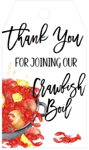 Crawfish Boil Platter Favor Tag: Crawfish Boil Platter 7x5
