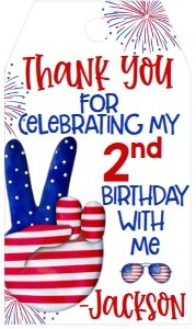 4th of July Hand Favor Tag: 4th of July Yankee Two-dle Birthday