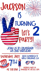 4th of July Hand Text Invite: 4th of July 2nd Birthday Hand