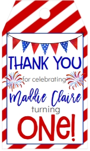 4th of July Stars Stripes Fireworks Favor Tag: 4th of July Stars Stripes Fireworks Birthday