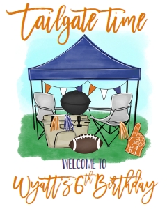 Birthday Football Tailgate Blue Orange Welcome Sign: Birthday Football Tailgate Blue Orange