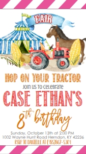 Birthday Fair Petal Pull Text Invite: Birthday Fair Petal Pull Invite