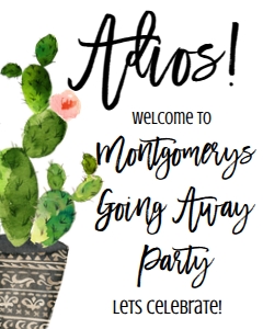 Adios Farewell Cactus Party Welcome Sign: Adios Farewell Catus Party Invite