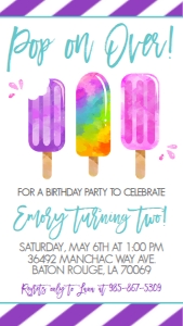 Birthday Popsicle Pink Text Invite: Birthday Popsicle Pink