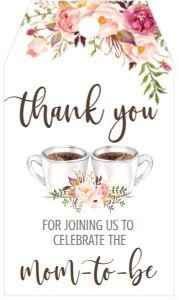 Baby Shower Boho Pink Floral Coffee Brewing Favor Tag: Baby Shower Boho Pink Floral Sip & See