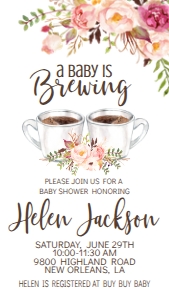 Baby Shower Boho Pink Floral Coffee Brewing Text Invite: Baby Shower Boho Pink Floral Kit  623149531