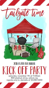 Football Kickoff Party Red Text Invite: Football Kickoff Party Red