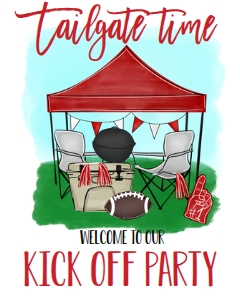 Football Kickoff Party Red Welcome Sign: Football Kickoff Party Red
