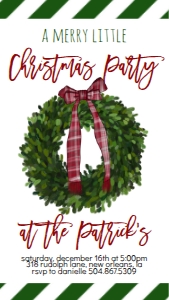Christmas Party Wreath Text Invite: Christmas Party Wreath Invitation