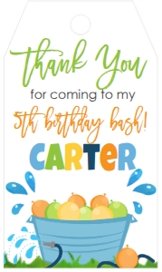 Birthday Water Balloon Get Soaked Blue Favor Tag: Birthday Water Balloon Get Soaked Bucket Blue